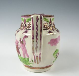 Staffordshire Pink Luster Jug or Pitcher with Cherubs & Goat c.  1820 Pearlware 4