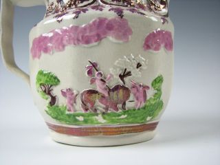 Staffordshire Pink Luster Jug or Pitcher with Cherubs & Goat c.  1820 Pearlware 6