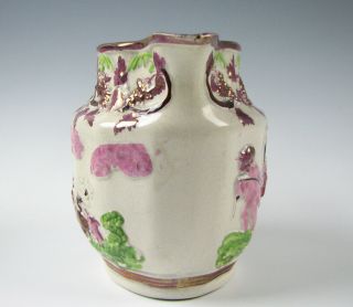 Staffordshire Pink Luster Jug or Pitcher with Cherubs & Goat c.  1820 Pearlware 7