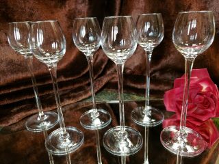 6 - 2 Oz Vintage Long Elegant Stem Crystal Wine Shot Or Cordial Glasses Great