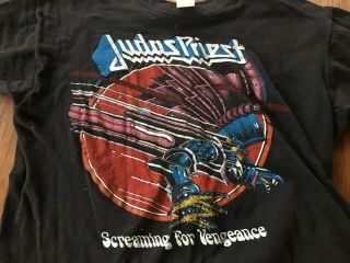 Vtg 80s Judas Priest 82 - 83 T Shirt Rock Concert Tour Screaming For Vengence