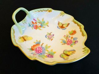 Herend Porcelain Handpainted Queen Victoria Leaf Dish 204/vbo