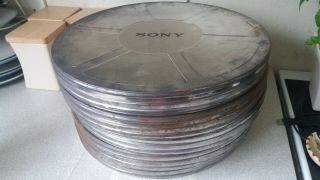 5 X Vintage - Sony - Cinema / Movie Film Reel Tin / Canisters - 15 Inch Diameter
