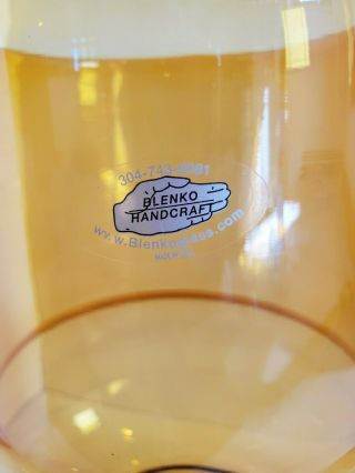 Vintage Blenko Glass Large 12” Hurricane Vase Candle Holder Amber Gold 2