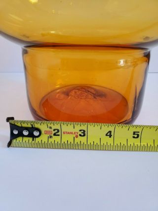 Vintage Blenko Glass Large 12” Hurricane Vase Candle Holder Amber Gold 5