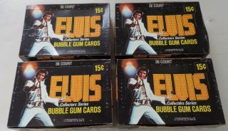 4 Boxes 36 Count (144 Total) Elvis Presley Bubble Gum Card Packages Donruss 1978