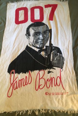 Vtg 1965 James Bond 007 Beach Towel Sean Connery Thunderball Extremely Rare Read