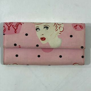 I Love Lucy Collectible Wallet Pink Dots 12 Pocket Coin Purse Checkbook Holder