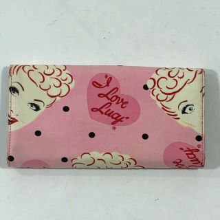 I Love Lucy Collectible Wallet Pink Dots 12 Pocket Coin Purse Checkbook Holder 2