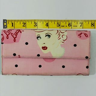 I Love Lucy Collectible Wallet Pink Dots 12 Pocket Coin Purse Checkbook Holder 4