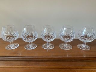 Set Of 5 Waterford (etched) Crystal Lismore Brandy Snifters 5 1/4 "
