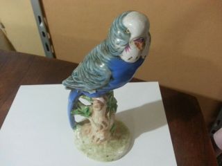 Zaccagnini Italy Vintage Pottery Ceramic Blue Parakeet Bird