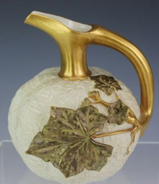 Antique 19th Century Royal Worcester England Gilt Leaf Porcelain Ewer Jug Nr Nbv