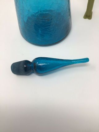 Blenko Turquoise Blue Crackle Glass Decanter Bottle Winslow Anderson 920M MCM 3