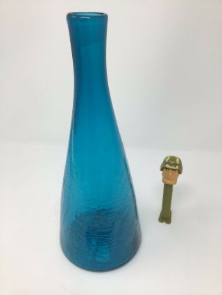 Blenko Turquoise Blue Crackle Glass Decanter Bottle Winslow Anderson 920M MCM 4