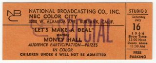 1966 Nbc Tv Game Show Studio Ticket: " Let 