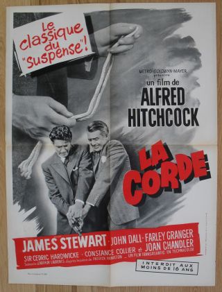 Alfred Hitchcock The Rope James Stewart French Movie Poster Early R60s