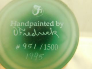 Vintage Fenton Glass Green Hand Painted Christmas Egg Ltd Ed Signed Number 5