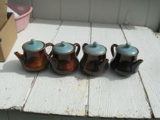 Red Wing Stoneware,  Village Green Small Tea Pot Set Of 4