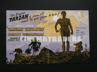 Tarzan Triumphs 1943 Trade Advert Poster Johnny Weissmuller