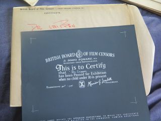 British Bbfc Film Certification Card Dr Crippen 1963 Donald Pleasence Horror