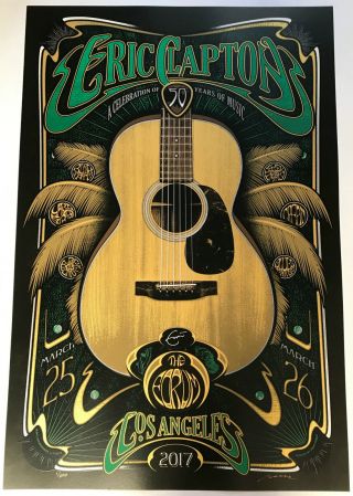 Eric Clapton 2017 Los Angeles Poster " Martin " Limited Edition By Adam Pobiak