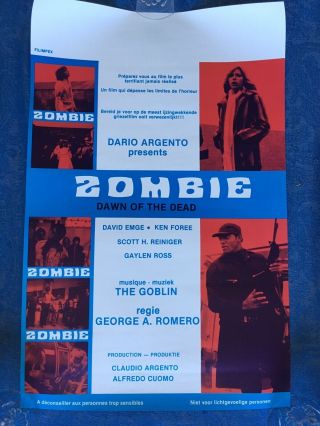 Dawn Of The Dead Zombie Belgium Window Card / Poster Horror Film Romero