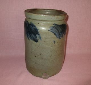 Antique 19th C Stoneware Decorated Small Pennsylvania Canning Jar Crock 8.  75 "
