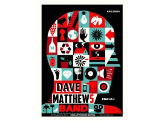 2012 Dave Matthews Band Los Angeles Hollywood Bowl Concert Poster 9/12 Bonus