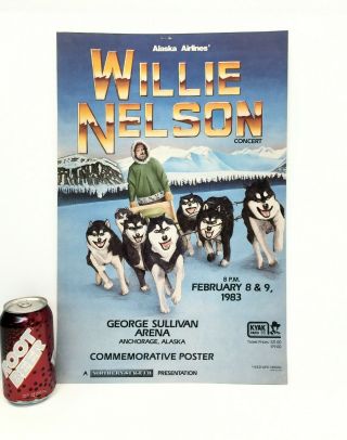 1983 Willie Nelson Concert Poster Anchorage Alaska Ak 19x12.  5 F/s