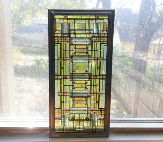 Frank Lloyd Wright Stained Glass Panel Oak Park Hanging Sun Catcher
