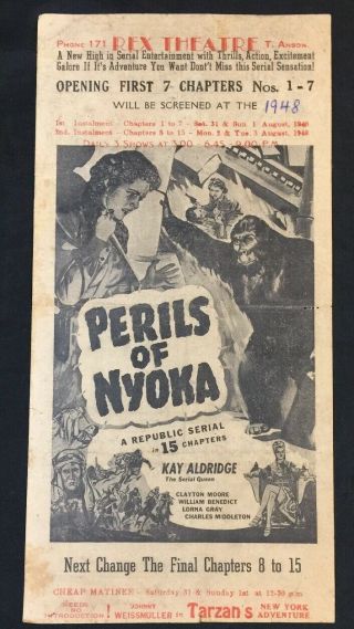 1948 Malaya English Movie Flyer Sci - Fri 大破太陽教 Perils Of Nyoka Old Kay Aldridge
