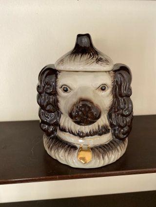 Carleton Varney Staffordshire Spaniel Dog Pup Tobacco Jar Ceramic Porcelain