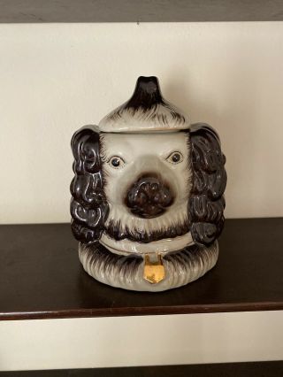 Carleton Varney Staffordshire Spaniel Dog Pup Tobacco Jar Ceramic Porcelain 2