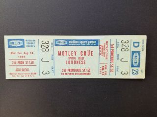 Rare Ticket From Motley Crue Concert At Madison Square Garden 1985