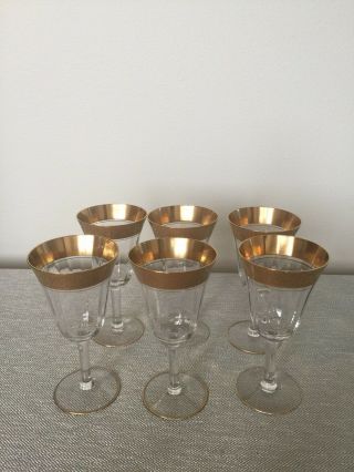 6 Vintage/antique Gold Rimmed Wine/water Glasses