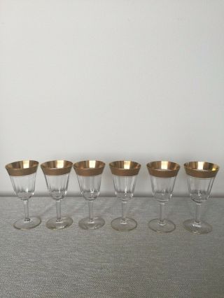 6 Vintage/Antique Gold Rimmed Wine/Water Glasses 2