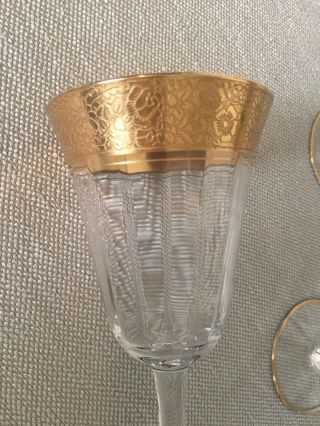 6 Vintage/Antique Gold Rimmed Wine/Water Glasses 7
