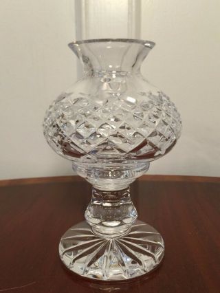Vintage Signed Waterford Crystal Alana 2 - Piece Fairy Lamp Votive Candle Holder
