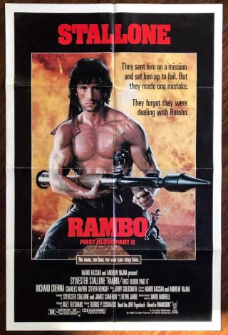 Rambo First Blood Part 2 1985 Stallone Action War Cult Movie Poster