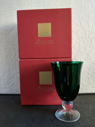 Lenox Holiday Gems Emerald Green All Purpose Wine Glass Goblet Set Of 4