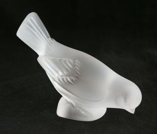 Authentic Lalique France Crystal Bird Sparrow Head Down Figurine Signed