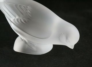 AUTHENTIC LALIQUE FRANCE CRYSTAL BIRD SPARROW HEAD DOWN FIGURINE signed 2