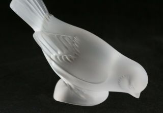 AUTHENTIC LALIQUE FRANCE CRYSTAL BIRD SPARROW HEAD DOWN FIGURINE signed 3