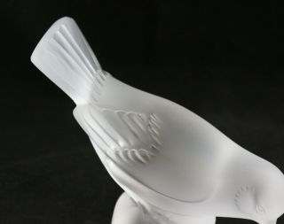 AUTHENTIC LALIQUE FRANCE CRYSTAL BIRD SPARROW HEAD DOWN FIGURINE signed 4