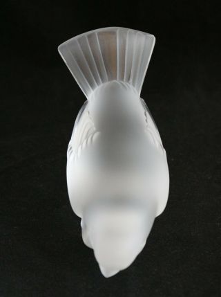 AUTHENTIC LALIQUE FRANCE CRYSTAL BIRD SPARROW HEAD DOWN FIGURINE signed 5
