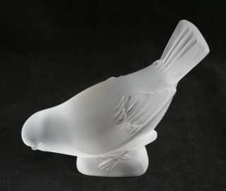 AUTHENTIC LALIQUE FRANCE CRYSTAL BIRD SPARROW HEAD DOWN FIGURINE signed 6