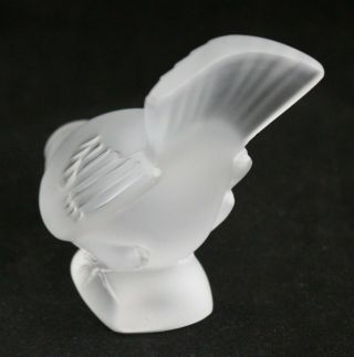 AUTHENTIC LALIQUE FRANCE CRYSTAL BIRD SPARROW HEAD DOWN FIGURINE signed 7