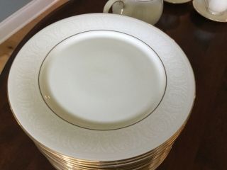 4 Lenox Courtyard Gold Dinner Plates 10 7/8 In,  S/h