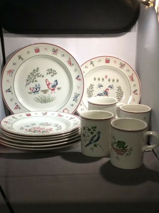 Vintage Twelve Days Of Christmas Johnson Brothers England Mug Plate Set Of 12